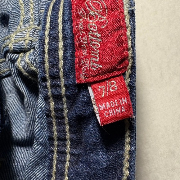 Apple Bottoms Dark Wash Skinny Jeans Embroidered Rhinestone Pockets Size 7/8 Y2K - Picture 4 of 11